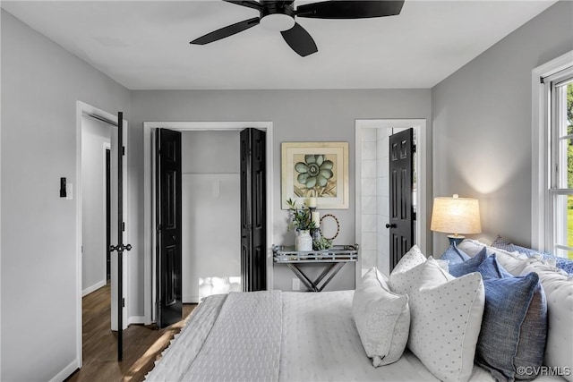 2505 Winston Ct, Glen Allen, VA 23060 - bedroom with wood finished floors, baseboards, and ceiling fan