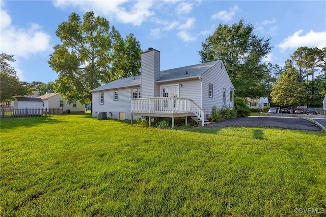 2505 Winston Ct, Glen Allen, VA 23060 - back of property with a deck, a chimney, and central air condition unit
