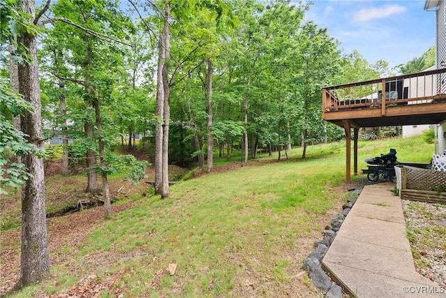 17 Brougham Rd, Fluvanna, VA 22963 - view of grassy yard with a deck