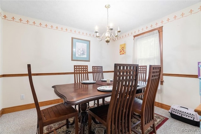 17 Brougham Rd, Fluvanna, VA 22963 - carpeted dining room featuring a chandelier and baseboards