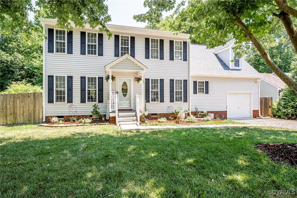11301 Parrish Creek Ln, Chesterfield, VA 23112 - colonial house featuring an attached garage, crawl space, and driveway