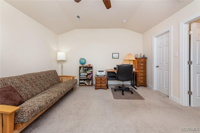 17231 Ivory Bill Ln, Chesterfield, VA 23838 - carpeted office with ceiling fan and vaulted ceiling
