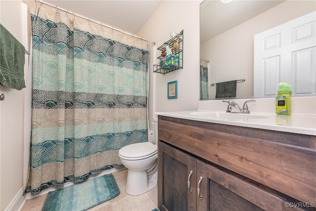 17231 Ivory Bill Ln, Chesterfield, VA 23838 - full bath with vanity, toilet, tile patterned floors, and curtained shower