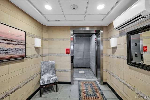 4250 Granby St Unit 105, Norfolk, VA 23504 - bathroom with tile walls, an AC wall unit, elevator, tile patterned flooring, and recessed lighting