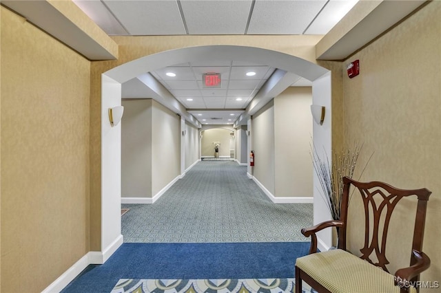 4250 Granby St Unit 105, Norfolk, VA 23504 - corridor with arched walkways, carpet flooring, recessed lighting, and baseboards