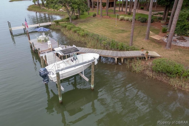 109 Vreeland Dr, Yorktown, VA 23692 - dock with boat lift, a water view, and a yard