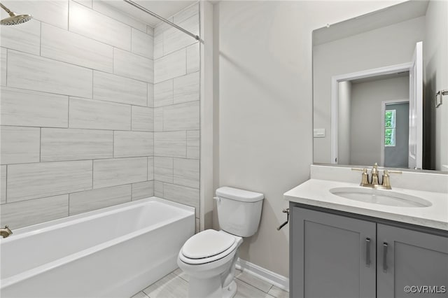 16831 Barmer Rd, Chesterfield, VA 23838 - full bath featuring vanity, toilet, bathtub / shower combination, tile patterned flooring, and baseboards