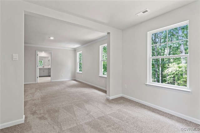 16831 Barmer Rd, Chesterfield, VA 23838 - spare room featuring baseboards, carpet flooring, and crown molding