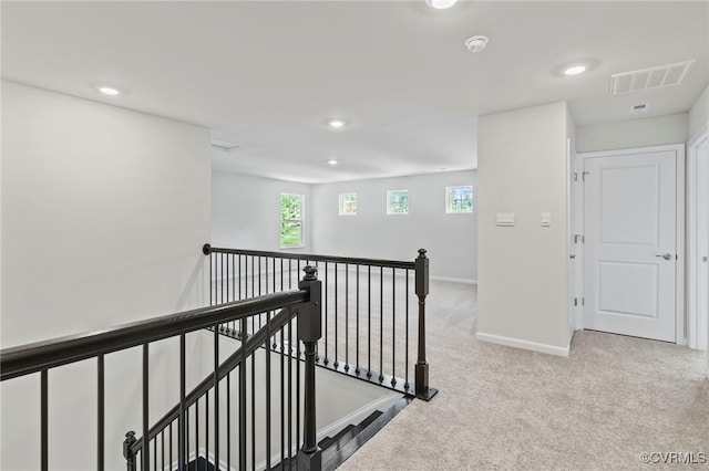 16831 Barmer Rd, Chesterfield, VA 23838 - corridor with an upstairs landing, carpet flooring, recessed lighting, and baseboards