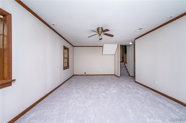 10216 Greglynn Rd, North Chesterfield, VA 23236 - unfurnished room with ornamental molding, baseboards, ceiling fan, and carpet floors