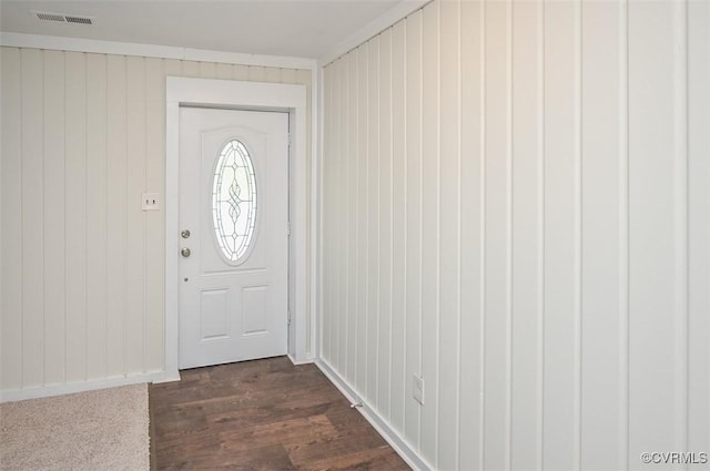 10486 Malboro Rd, Hanover, VA 23116 - entrance foyer with dark wood finished floors and wood walls