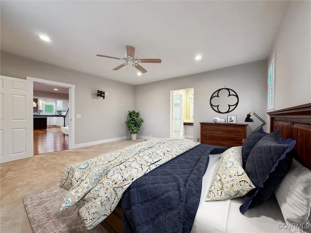 29898 The Trl, Shacklefords, VA 23110 - bedroom with recessed lighting, carpet flooring, ensuite bathroom, and a ceiling fan