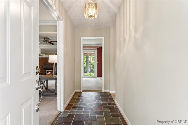 1 Beacon Cir, Hampton, VA 23664 - entryway with baseboards, stone tile floors, a chandelier, and ceiling fan