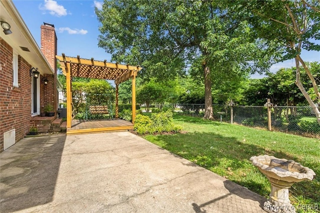1 Beacon Cir, Hampton, VA 23664 - view of yard with a pergola, a wooden deck, and a patio