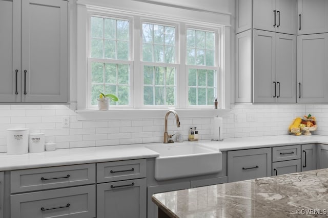 547 River Rd, Manakin Sabot, VA 23103 - kitchen with gray cabinetry and backsplash
