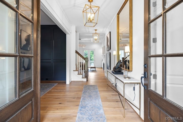 547 River Rd, Manakin Sabot, VA 23103 - foyer with a chandelier, stairway, and light wood-style floors