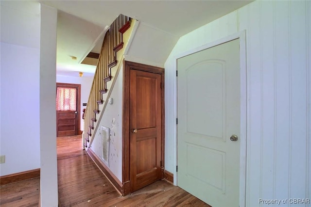 708 Calthrop Neck Rd, Yorktown, VA 23693 - hallway with wood finished floors and stairway