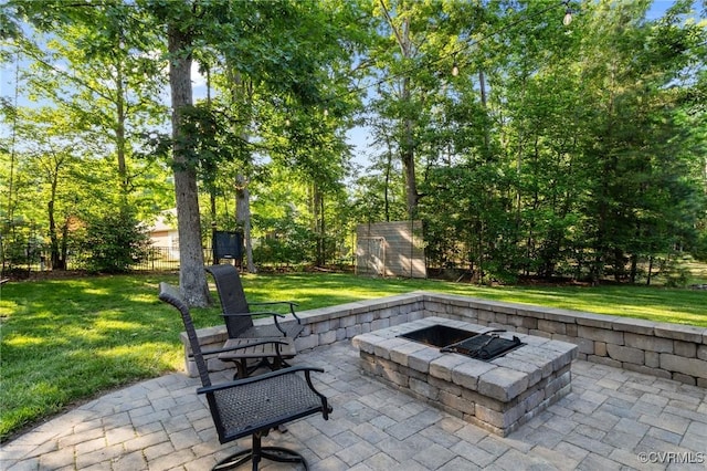 14469 St Andrews Ln, Ashland, VA 23005 - view of patio featuring an outdoor fire pit