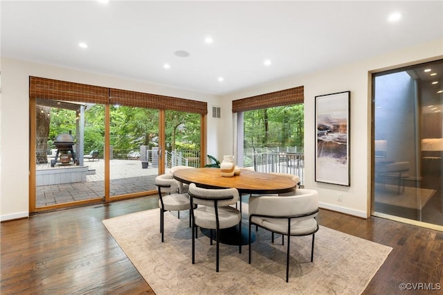 322 Charmian Rd, Richmond, VA 23226 - dining space with plenty of natural light, recessed lighting, baseboards, and dark wood-style flooring