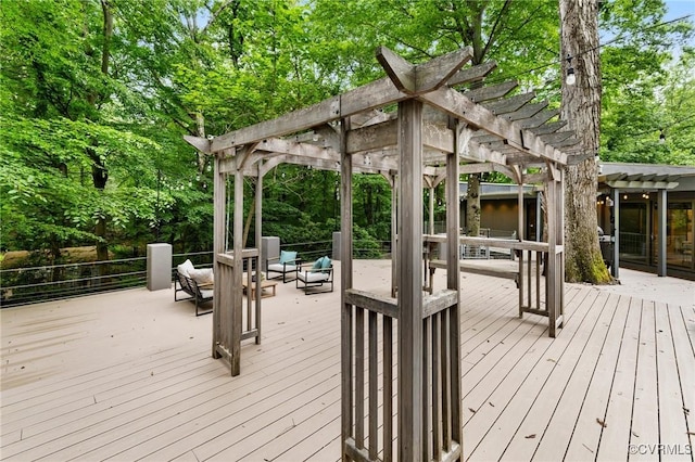 322 Charmian Rd, Richmond, VA 23226 - wooden deck featuring a pergola and an outdoor living space