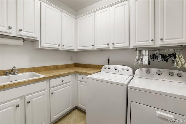561 Hill Grove Rd, Manakin Sabot, VA 23103 - laundry room with separate washer and dryer, cabinet space, and light tile patterned floors
