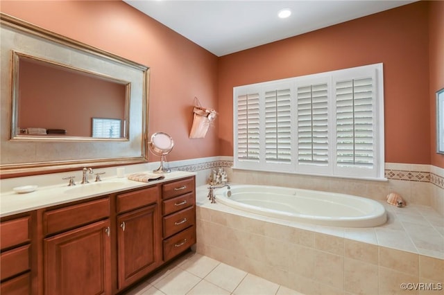 561 Hill Grove Rd, Manakin Sabot, VA 23103 - full bathroom featuring a bath, vanity, and tile patterned flooring