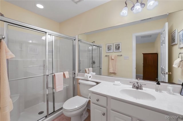 561 Hill Grove Rd, Manakin Sabot, VA 23103 - bathroom with a stall shower, toilet, and vanity