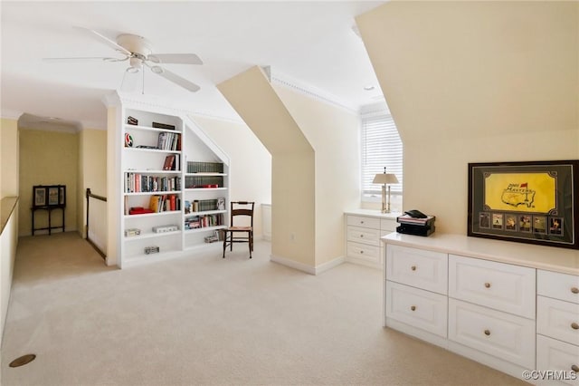 561 Hill Grove Rd, Manakin Sabot, VA 23103 - additional living space with light colored carpet, built in shelves, ceiling fan, and baseboards