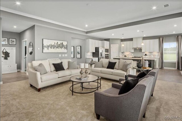 3 Abercrombie Dr, Chesterfield, VA 23838 - living area featuring recessed lighting, light colored carpet, and baseboards