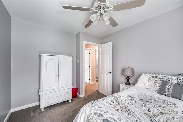 16397 Goshen Rd, Montpelier, VA 23192 - bedroom with dark colored carpet, baseboards, and a ceiling fan