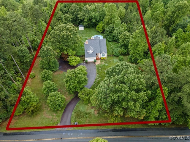 16397 Goshen Rd, Montpelier, VA 23192 - view from above of property with property boundaries highlighted and a forest