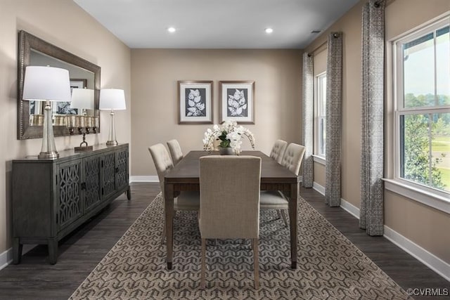 7 Abercrombie Dr, Chesterfield, VA 23838 - dining space with baseboards, plenty of natural light, dark wood-style flooring, and recessed lighting