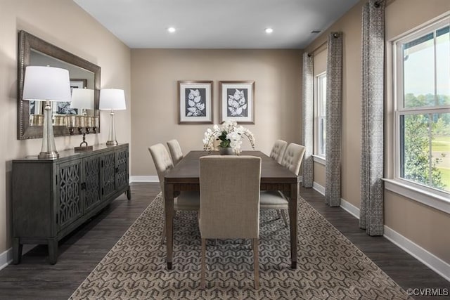 8 Abercrombie Dr, Chesterfield, VA 23838 - dining room with baseboards, plenty of natural light, dark wood finished floors, and recessed lighting