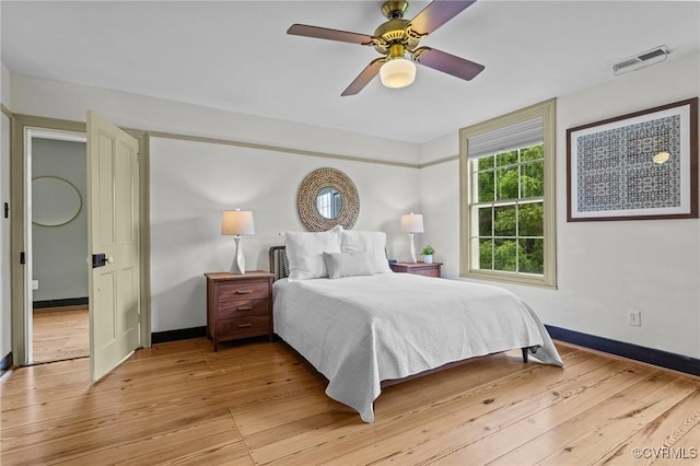 9341 Varina Rd, Henrico, VA 23231 - bedroom with light wood-type flooring, baseboards, and ceiling fan