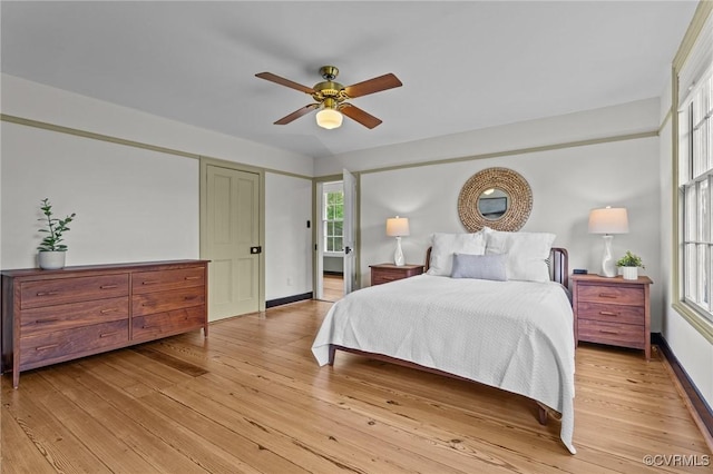 9341 Varina Rd, Henrico, VA 23231 - bedroom featuring light wood-style flooring, ceiling fan, and baseboards