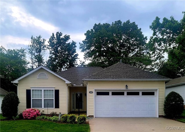 4129 English Holly Cir, Henrico, VA 23294 - ranch-style home featuring driveway, a garage, and roof with shingles