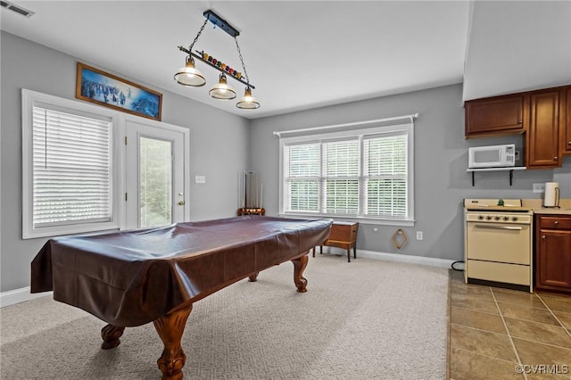 9085 Winter Spring Dr, Mechanicsville, VA 23116 - game room featuring baseboards, billiards table, and light tile patterned flooring