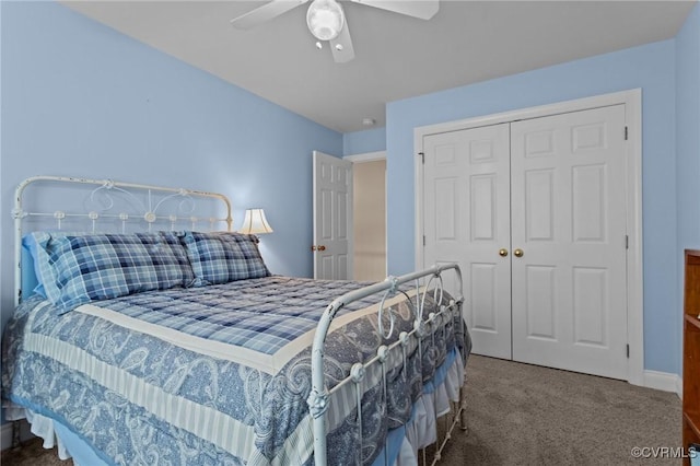 9085 Winter Spring Dr, Mechanicsville, VA 23116 - bedroom with carpet floors, a closet, and a ceiling fan