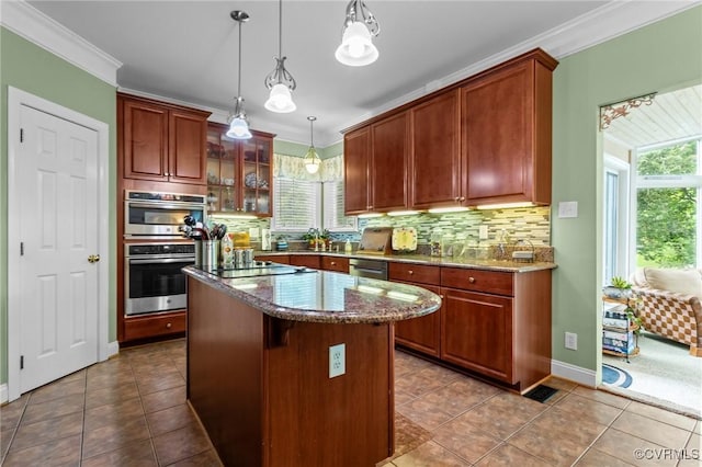 9085 Winter Spring Dr, Mechanicsville, VA 23116 - kitchen featuring tile patterned flooring, decorative backsplash, and ornamental molding