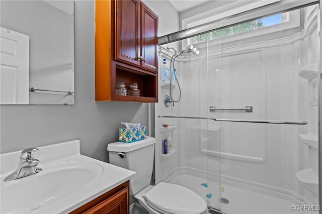 9085 Winter Spring Dr, Mechanicsville, VA 23116 - bathroom with a stall shower, toilet, and vanity