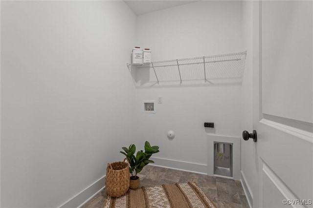 9074 Winter Spring Dr, Mechanicsville, VA 23116 - laundry room featuring washer hookup, baseboards, hookup for a gas dryer, stone finish floors, and electric dryer hookup