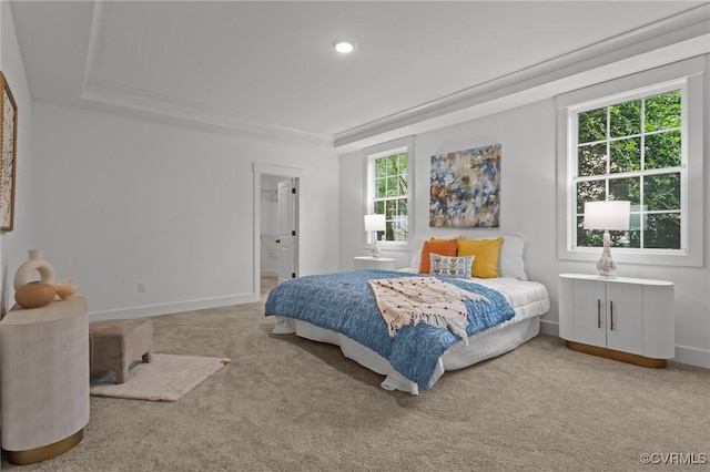 9074 Winter Spring Dr, Mechanicsville, VA 23116 - carpeted bedroom with a raised ceiling, baseboards, ensuite bath, and recessed lighting