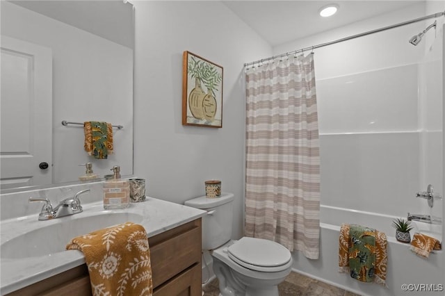 9074 Winter Spring Dr, Mechanicsville, VA 23116 - bathroom featuring vanity, shower / bathtub combination with curtain, and toilet