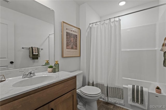9074 Winter Spring Dr, Mechanicsville, VA 23116 - full bathroom with vanity, shower / bathtub combination with curtain, and toilet