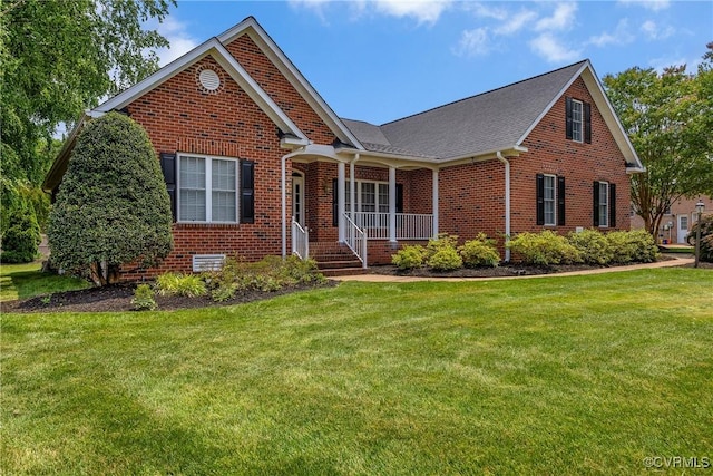 4905 Old Millrace Pl, Glen Allen, VA 23059 - view of front facade featuring brick siding, covered porch, and a front lawn