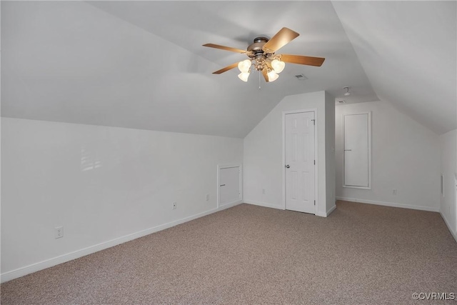 4905 Old Millrace Pl, Glen Allen, VA 23059 - bonus room with carpet, lofted ceiling, a ceiling fan, and baseboards