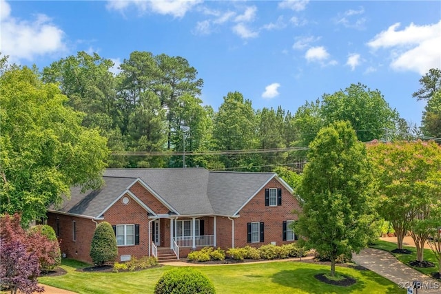 4905 Old Millrace Pl, Glen Allen, VA 23059 - single story home featuring brick siding, a porch, and a front lawn