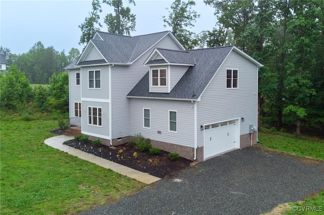 207 Eliza Ln, Aylett, VA 23009 - view of front of home with an attached garage, roof with shingles, gravel driveway, a front yard, and crawl space