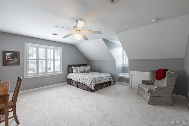 4029 Huntsteed Way, Henrico, VA 23233 - carpeted bedroom with lofted ceiling, a ceiling fan, and baseboards