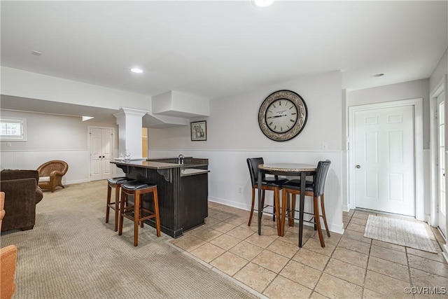 4029 Huntsteed Way, Henrico, VA 23233 - bar area with recessed lighting, ornate columns, and baseboards